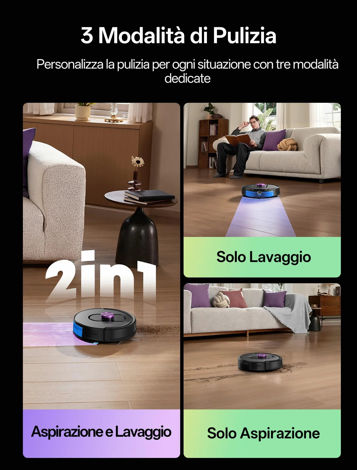 Vexilar Upgrade Robot Aspirapolvere Lavapavimenti con Mappatura 15000Pa,3 Ore Autonomia,Senza Sacco W15 Aspirapolvere Robot Lavapavimenti,Svuotamento Automatico