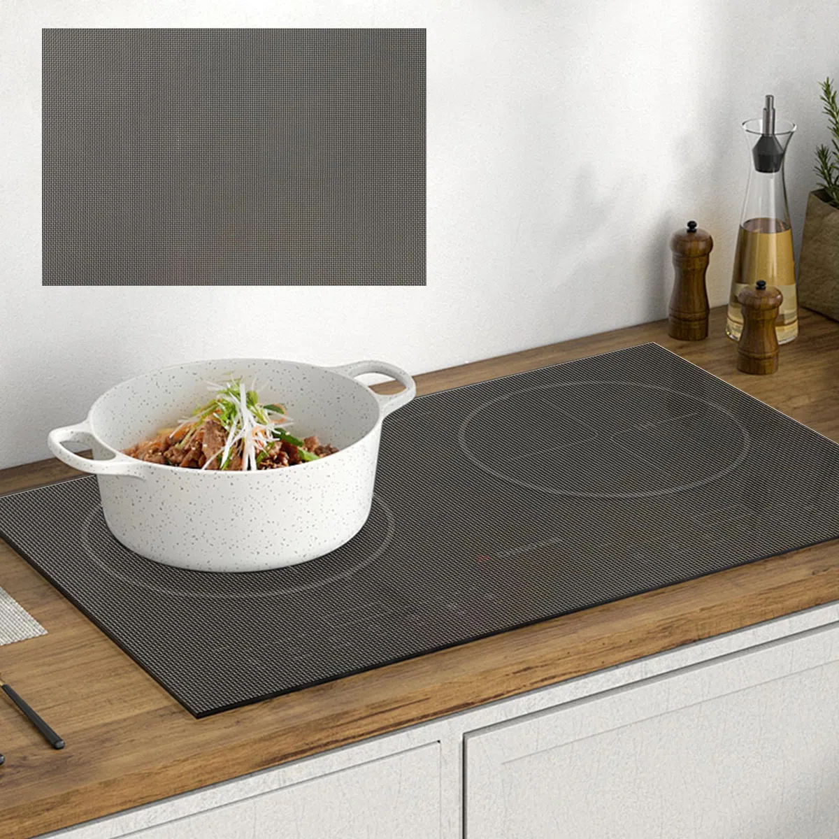 OMJMYY Protezione Piano Induzione 80x52 cm, Copri Piano Induzione in Silicone Antiscivolo, Tappetino per Piano Induzione Resistente al Calore 230°C, Copertura Antigraffio Facile da Pulir