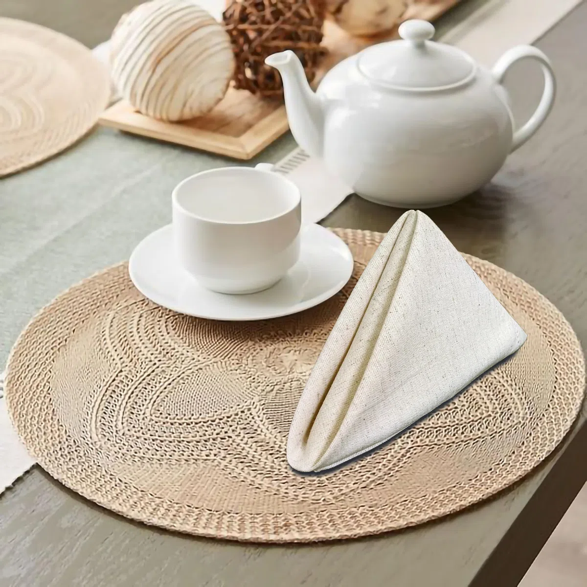 tovaglioli di lino con orlo a giorno, 50,8 x 50,8 cm, naturali, Tessuto, Natural Beige, 50 x 50 cm