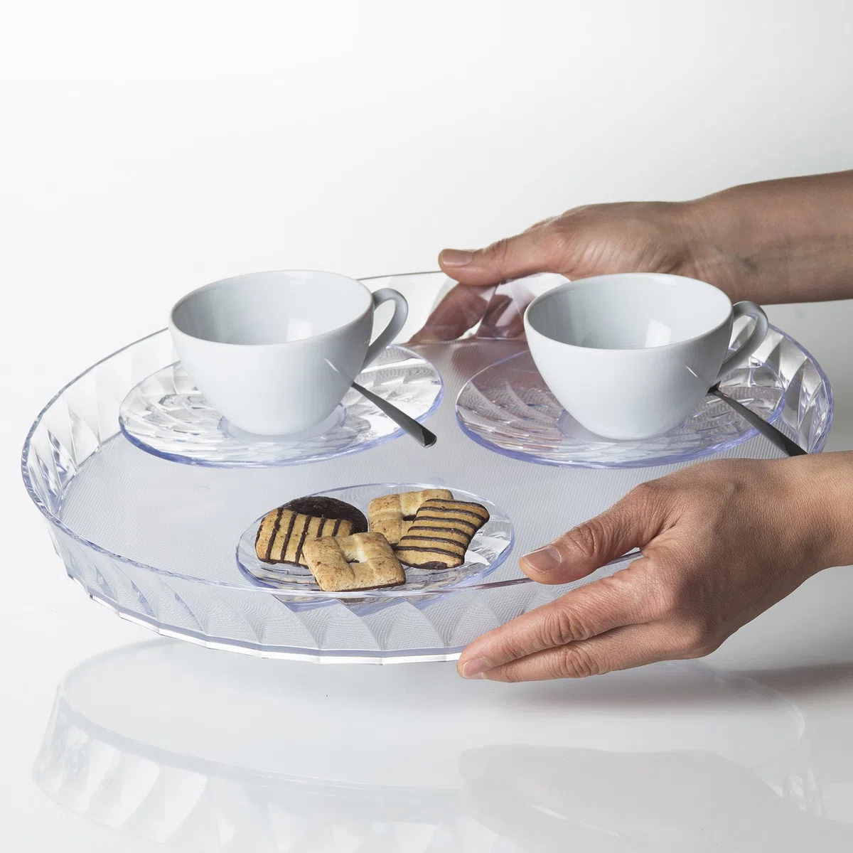 Omada Design Porta dolci da 36 cm, piatto per torta con campana da 16,5cm, in plastica infrangibile, Made in Italy, Linea Diamond, Trasparente