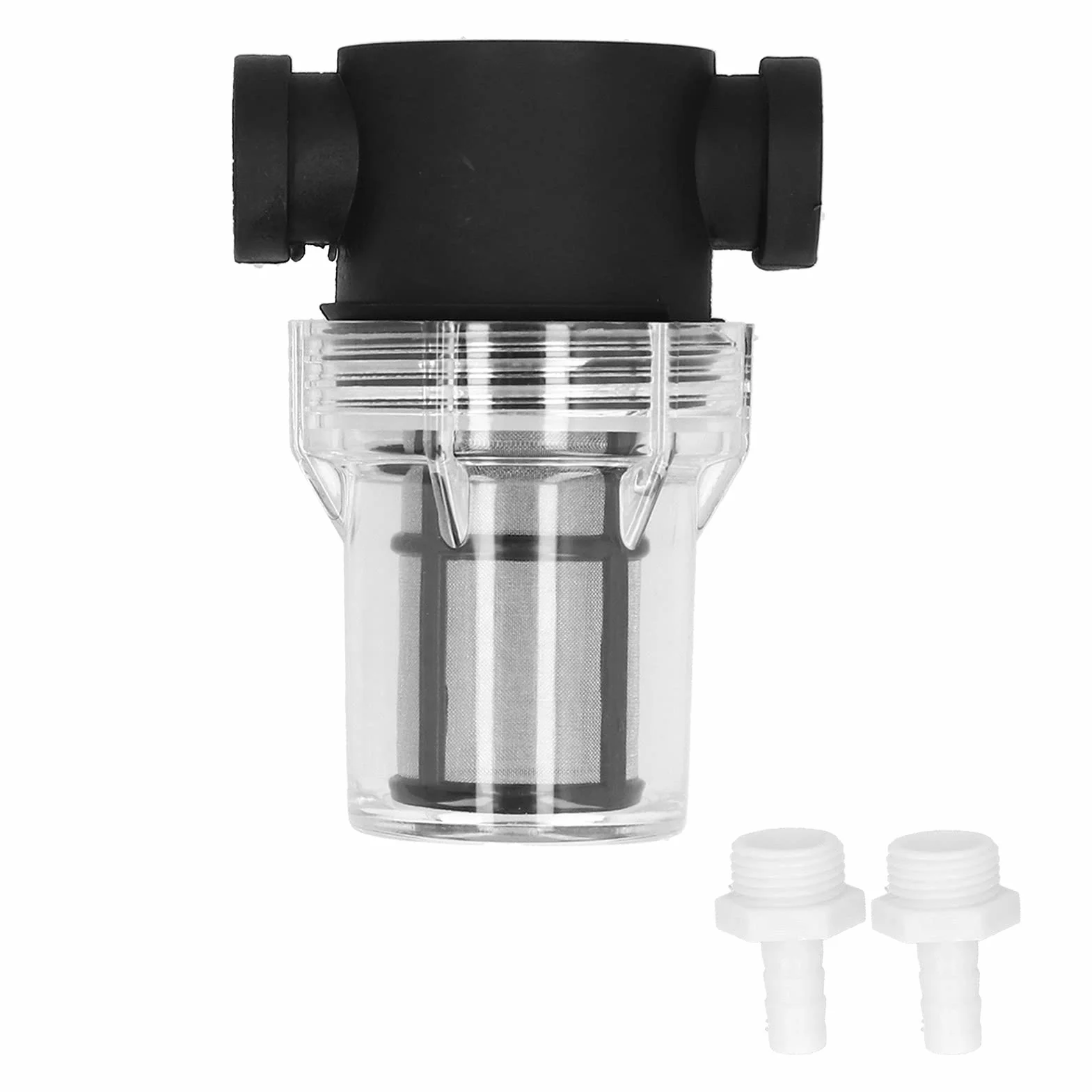 Filtro in linea con portagomma da 3/8 ", filtro per acqua in linea professionale con filtro a rete da 150 micron / 100, filtro a T per birra per birra fatta in casa, filtraggio di acqua e birra
