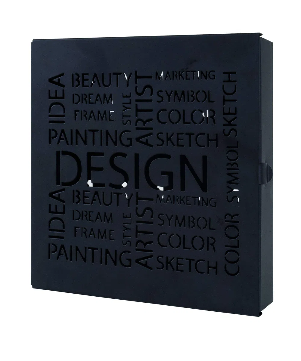 HAKU Cassetta Portachiavi Nero, Metallo - Dim. L 22 cm x A 24 cm x P 5 cm, Stile Moderno
