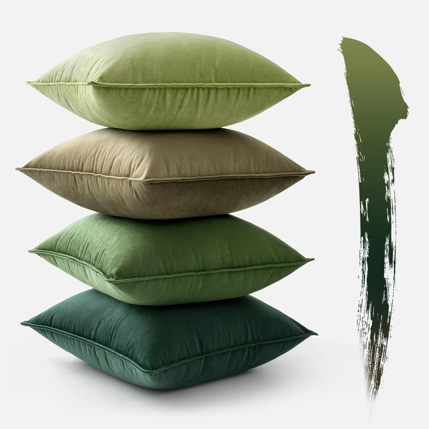 MIULEE Set di 4 Federde Cuscini per Divano in Velluto 40x40cm Decorative Federe Copricuscini per Divano Soggiorno Camera da Letto con Cerniera Invisibile Fodere Cuscino Serie Verde