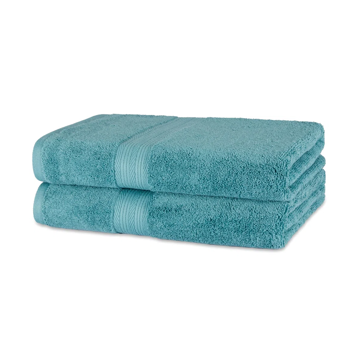Amazon Basics Set Asciugamani Bagno Spugna 100% Cotone Biologico Telo Doccia 76x137 cm, Verde Acqua, Confezione 2 Pezzi