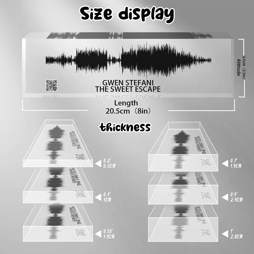Custom Soundwave Art with Scannable QR Code - Upload Any Video, Voice Recording, Baby's Heartbeat, or Song to Acrylic Glass Spotify Plaque - Personalized Gift for Wife, Girlfriend, or Mother's Day