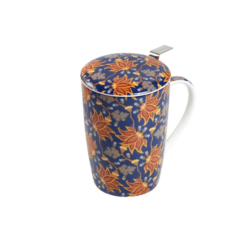 TEA SHOP - Tazza da tè con filtro e coperchio - Tazza Super Jumbo Paisley Dreams - Tazza per tè e infusi in porcellana - Tazza con infusore per tè