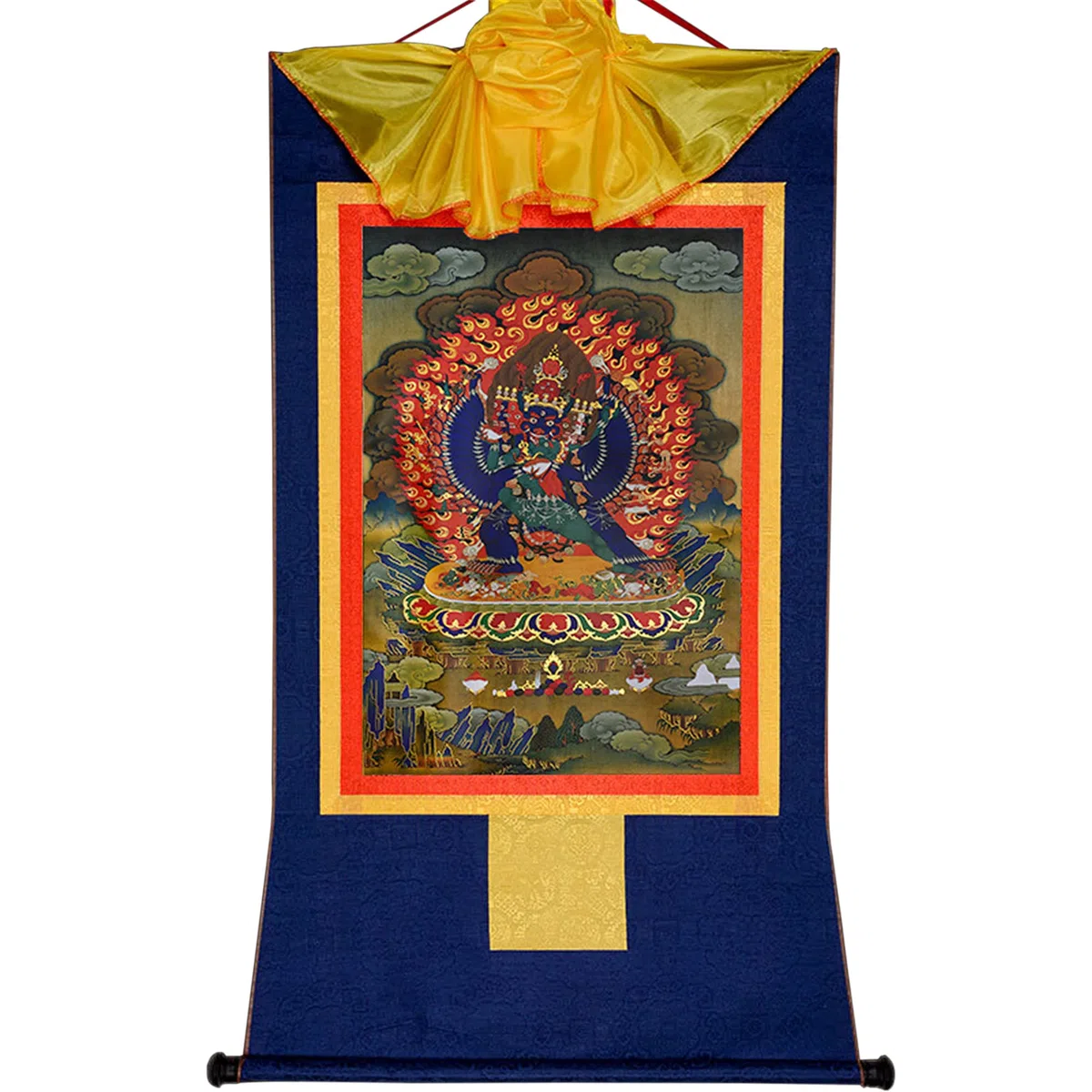 Gandhanra Thangka Tibetano - Yamantaka Thangka,Vajrabhairava Thangka - Arazzo di Buddha a Stampa Dorata per Decorazione Zen, Meditazione, Rilassamento Spirituale e Pace