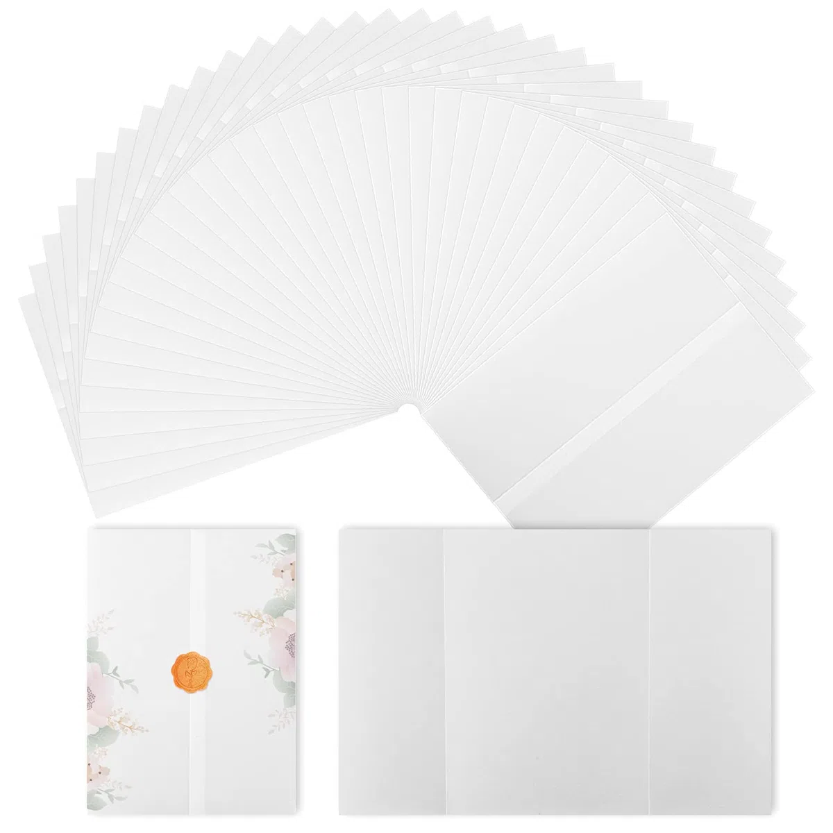 75 Pezzi Pre-Piegati Pergamena da Scrivere per Inviti, 13x18cm Carta Pergamena per Inviti di Nozze Traslucide Giacche Vellum Paper Inviti per Matrimoni Addio al Nubilato Baby Shower Compleanno