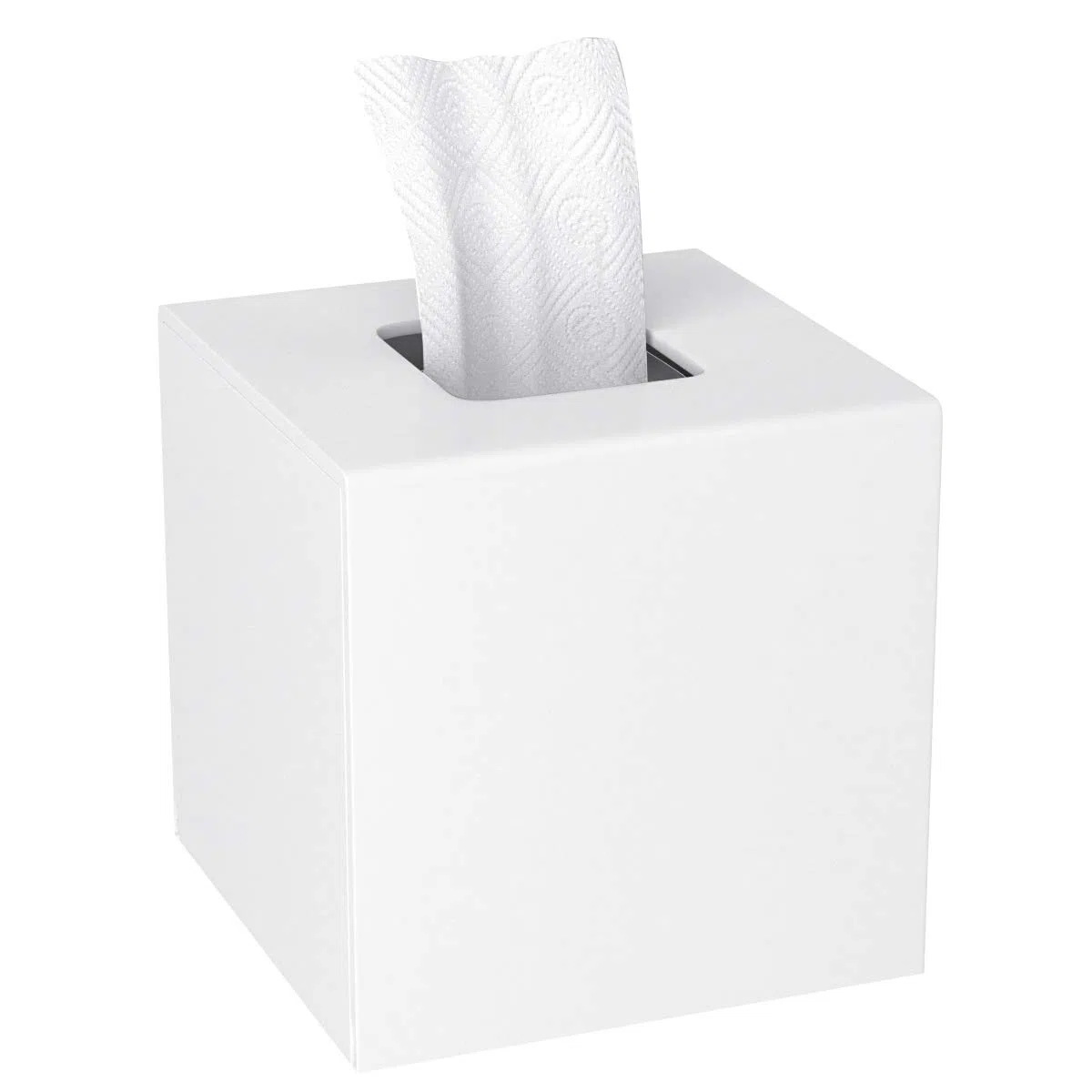 HIIMIEI Scatola quadrata per fazzoletti cosmetici, in acrilico, con copertura magnetica, per sala da pranzo, bagno, camera da letto, auto, ufficio (bianco, 14 × 14 × 14 × 14 cm)