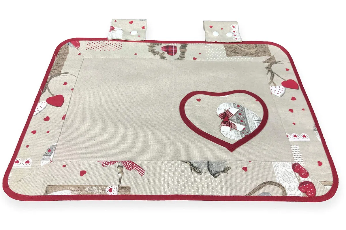 Tex family Copriforno Universale 35x50 cm, Copertura Decorativa Forno in Tessuto Made in Italy, Lavabile, Bordo in Cotone ★ Alta qualità e Resistenza, Design Holly Rosso
