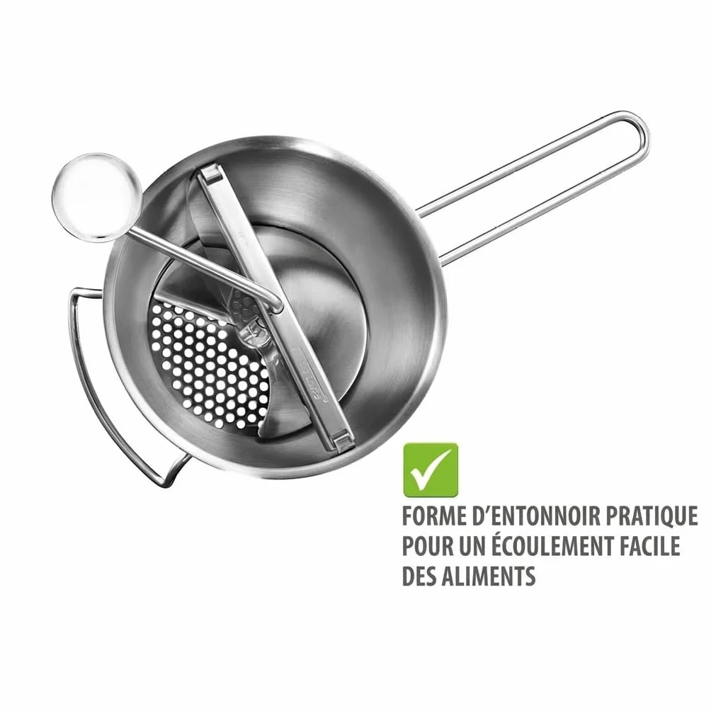 GEFU Passierino FLOTTE LOTTE® con 3 dischi forati da 1/3/8 mm | acciaio inox classico da cucina per verdure, frutta, marmellata e alimenti per bambini | con funzione di rimozione