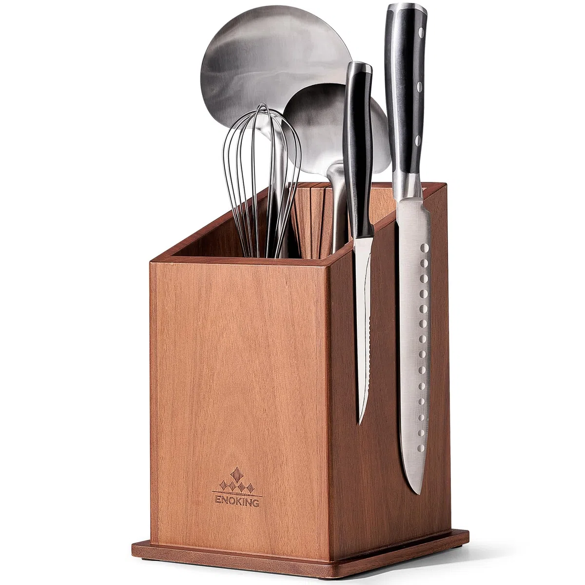 ENOKING Porta Coltelli Cucina Magnetico, Ceppo Coltelli da Cucina Vuoto, Portacoltelli da Cucina in Legno di Acacia, Porta Posate Cucina di Grande Capacità per Coltelli e Utensili da Cucina