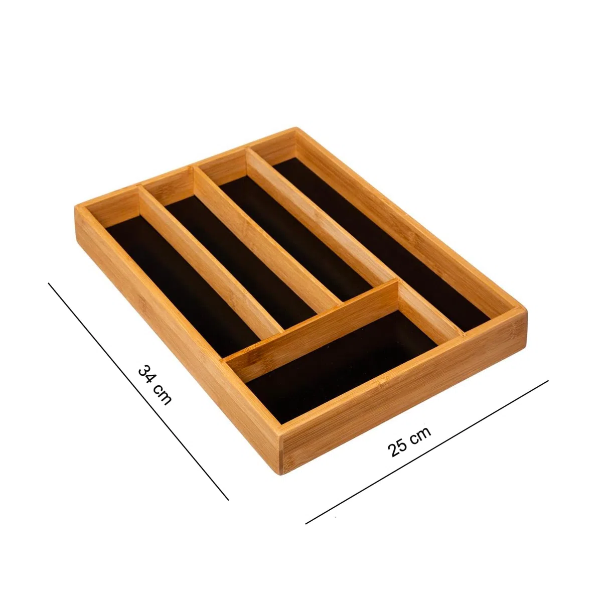 Range Posate in bambù – Organizer per cassetti da cucina a 5 scomparti – resistente e sostenibile ecologico (34 x 25 x 4 cm)