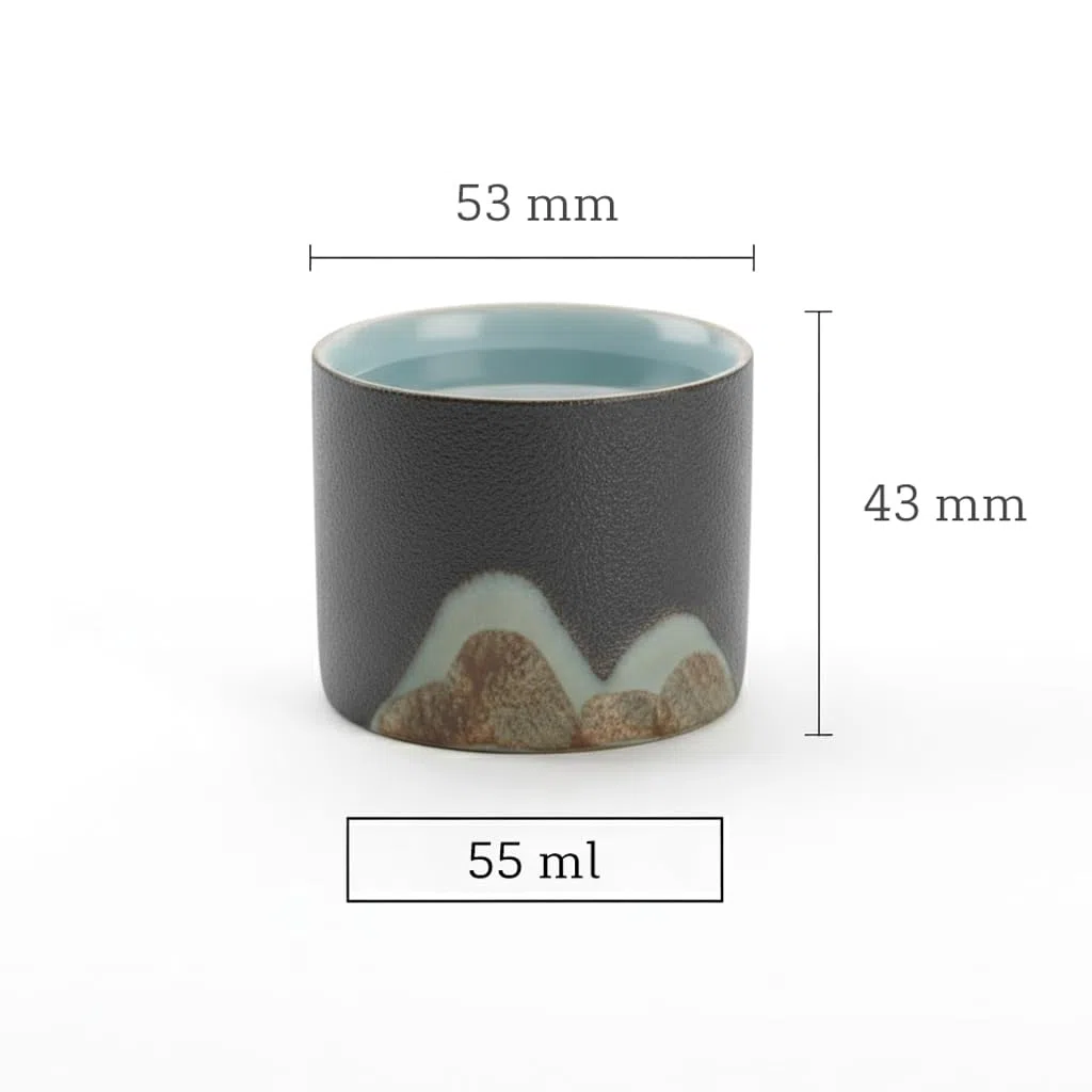 Set di tazze giapponesi per sake, fatte a mano, 6 pezzi, ciotole in ceramica sake | servizio tazze sake | 55 ml