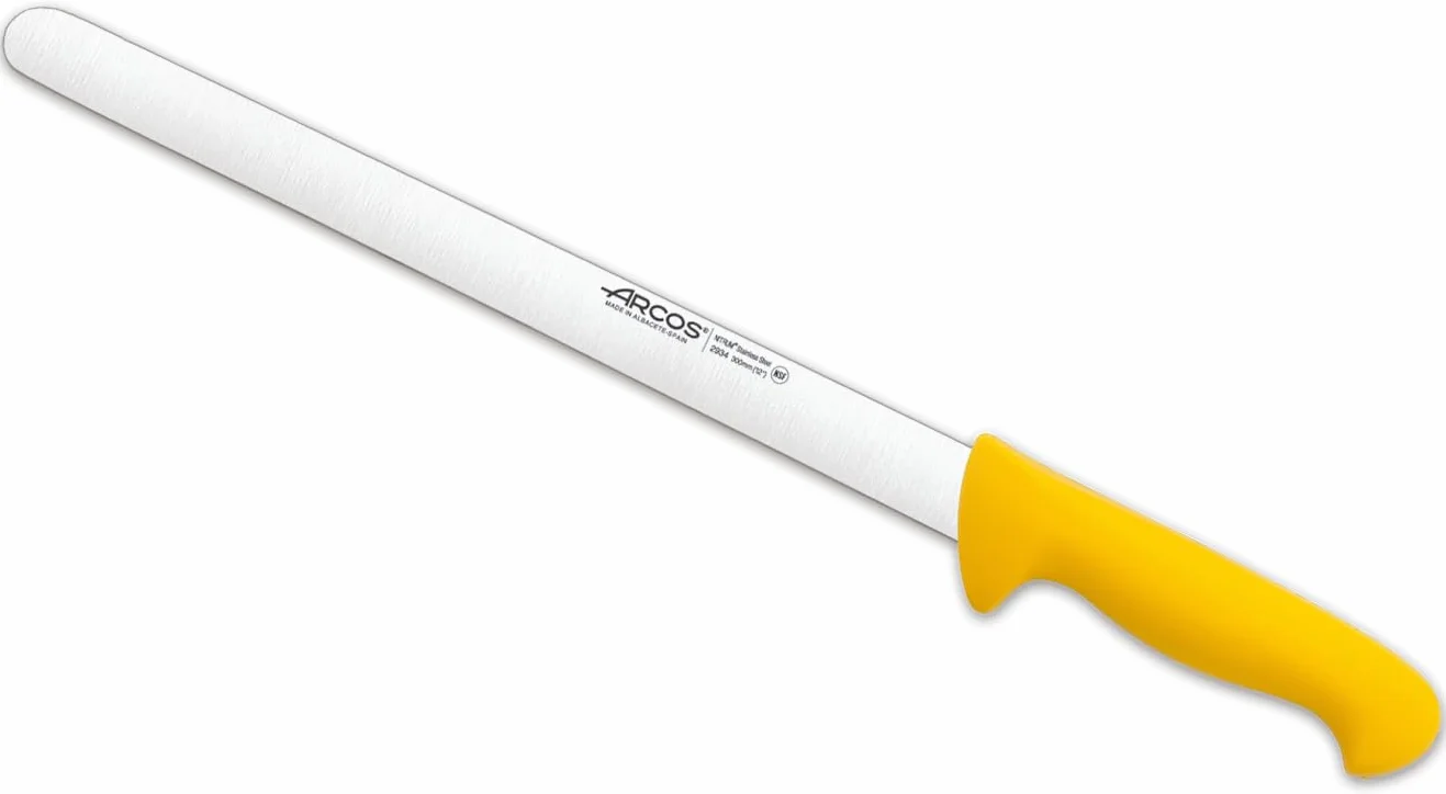 Arcos Coltello da Taglio/Jamonero con Lama in Acciaio Inossidabile 300 mm – Manico Ergonomico in Polipropilene, Serie 2900 – Colore Giallo