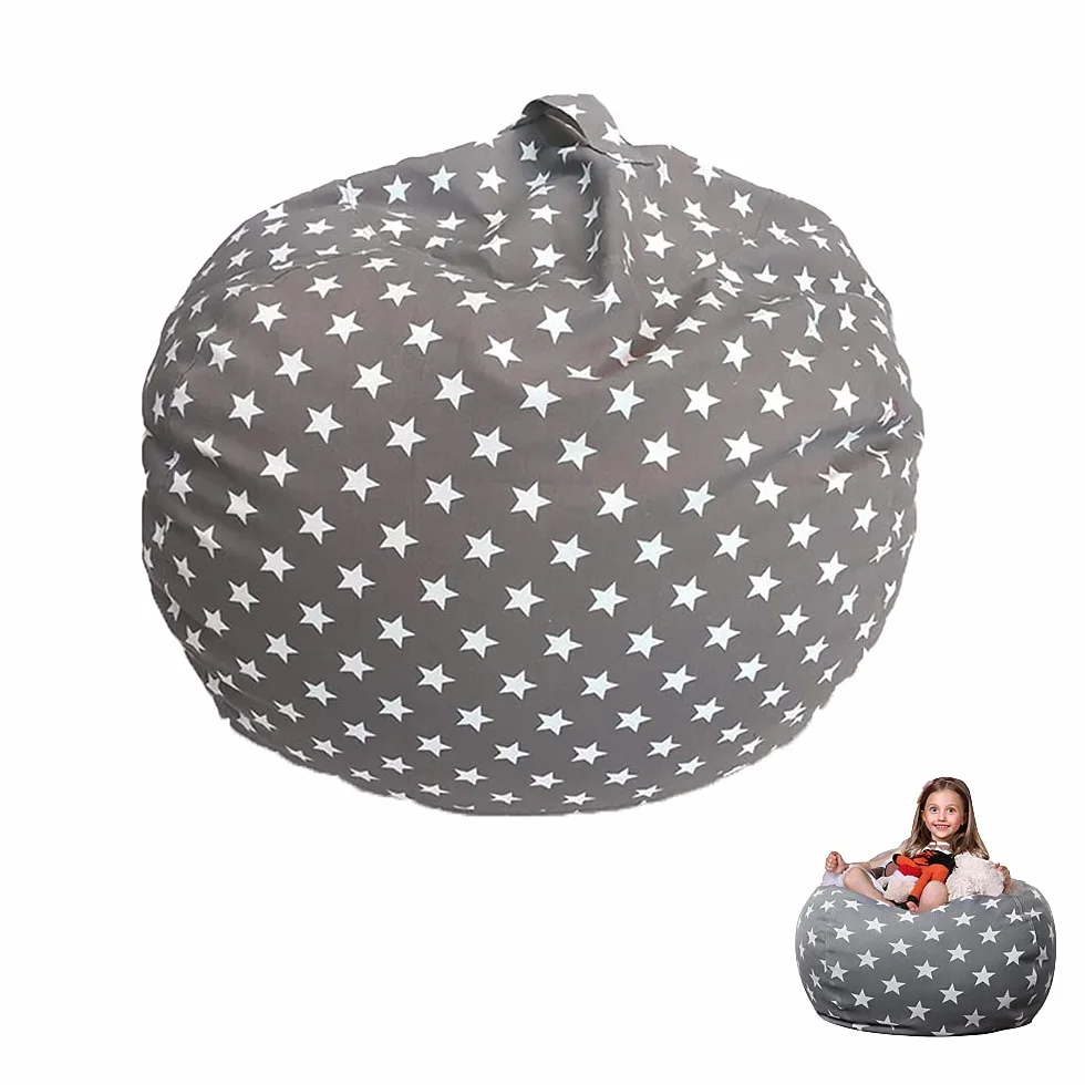 Borsa Portaoggetti per Giocattoli Peluche, Sacco Stoccaggio Bambini, Pouf in Peluche, Tela Grande Pouf Sacco per Animali Peluche, Comodo Morbido, per Bambini Leggere e Conservare i Giocattoli (Grigio)