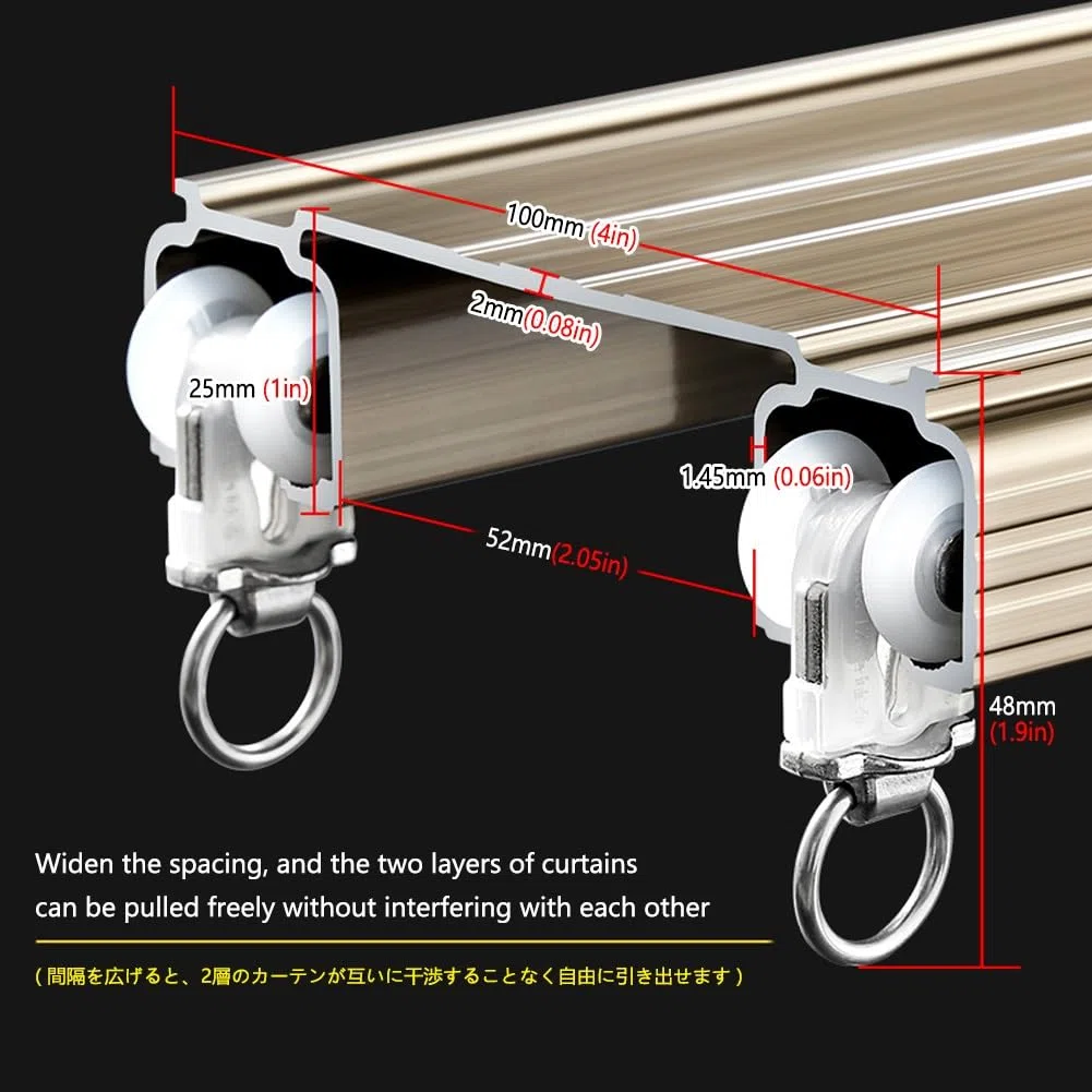 Binari Per Tende Doppio Binario Per Tende Da Soffitto Silenzioso Bastoni Per Tende In Alluminio Per Camera Da Letto Soggiorno Divisorio(White,170cm)