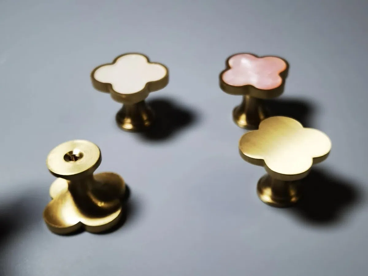 Ganci decorativi da parete in ottone massiccio, ganci a vite per cappotti, zaini, borse, ganci da parete in oro champagne fantasia (rosa fiorito) (confezione da 4)