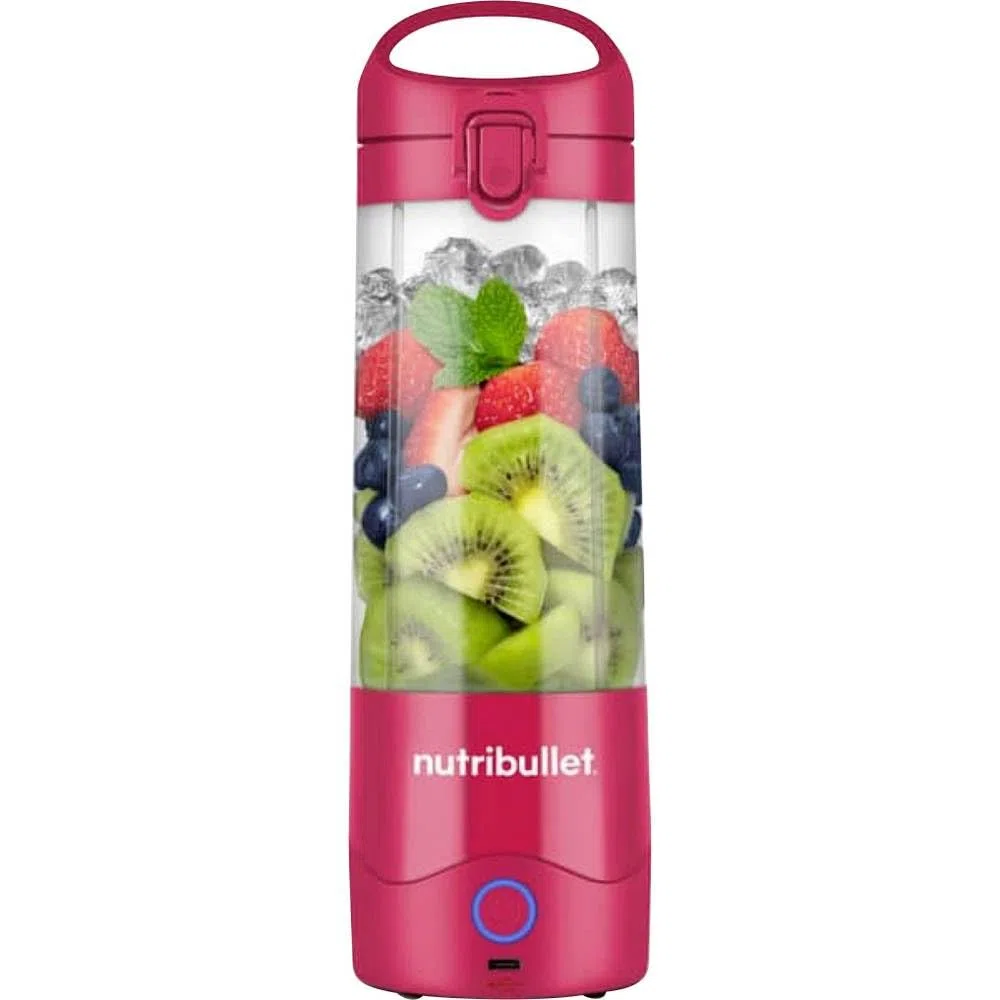 Nutribullet Leggero Frullatore Portatile, 475ml BPA Free Tritan, Mini Frullatore, Lama a 4 Punte Acciaio Inox, Frullatore Multifunzione, Caricatore USB-C, Oltre 15 Cicli Frullatura, NBP003MA, Magenta