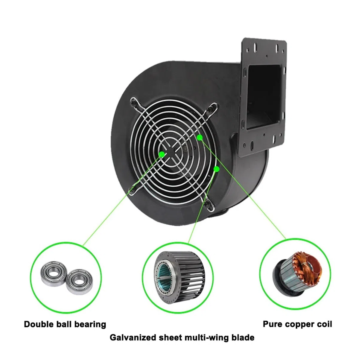 Ventilatore centrifugo industriale 85W 120W 180W 240W Ventilatore d'aria silenzioso multi-ala for raffreddamento industriale Ventilazione efficace ad alta pressione(240W)