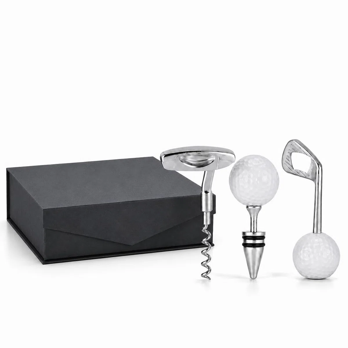 Set Apribottiglie Vino, 3 Pezzi Cavatappi a Forma da Golf in Lega di Zinco, Kit Vino Regalo per Feste Ristoranti Bar, con Scatola Regalo di Lusso