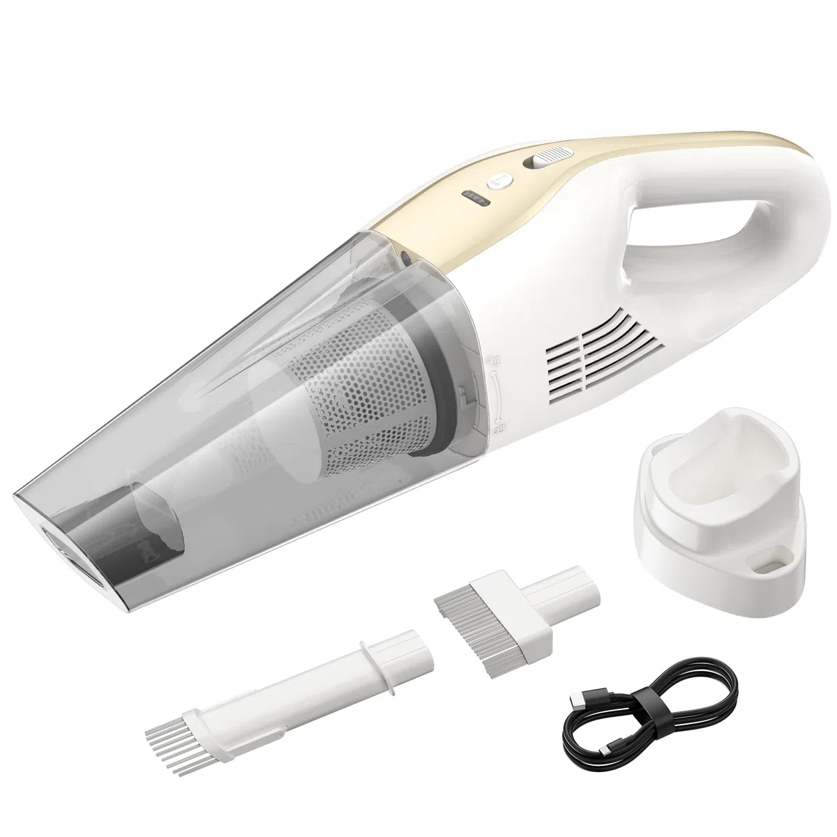 Aspirapolvere portatile senza fili 9500Pa con batteria 6000mAh e filtro HEPA lavabile, secco/umido per auto, peli animali e materassi, luce LED, autonomia fino a 30 min