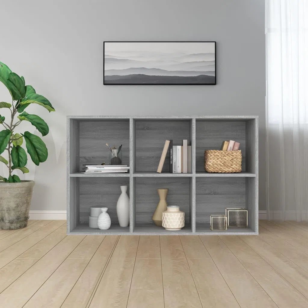 Mensola da soggiorno per libri e decorazioni, libreria/credenza grigia Sonoma 66 x 30 x 98 cm, materiale in legno per libri, soggiorno, studio, ufficio