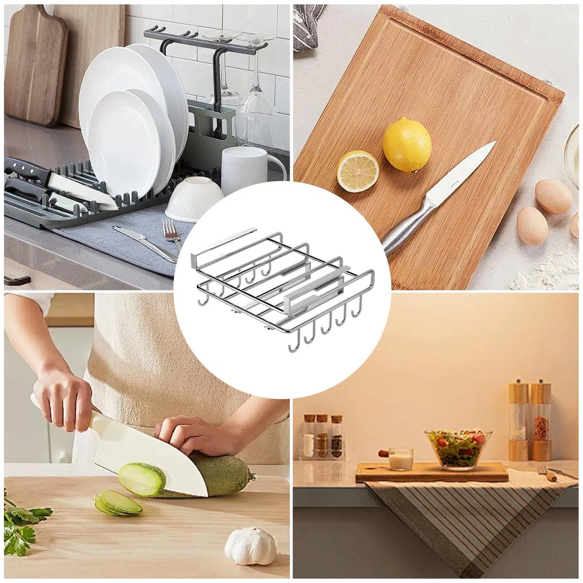 Scaffale per taglieri da cucina, organizer per mensole, salvaspazio, organizer per taglieri da parete, senza punzonatura, per cucina
