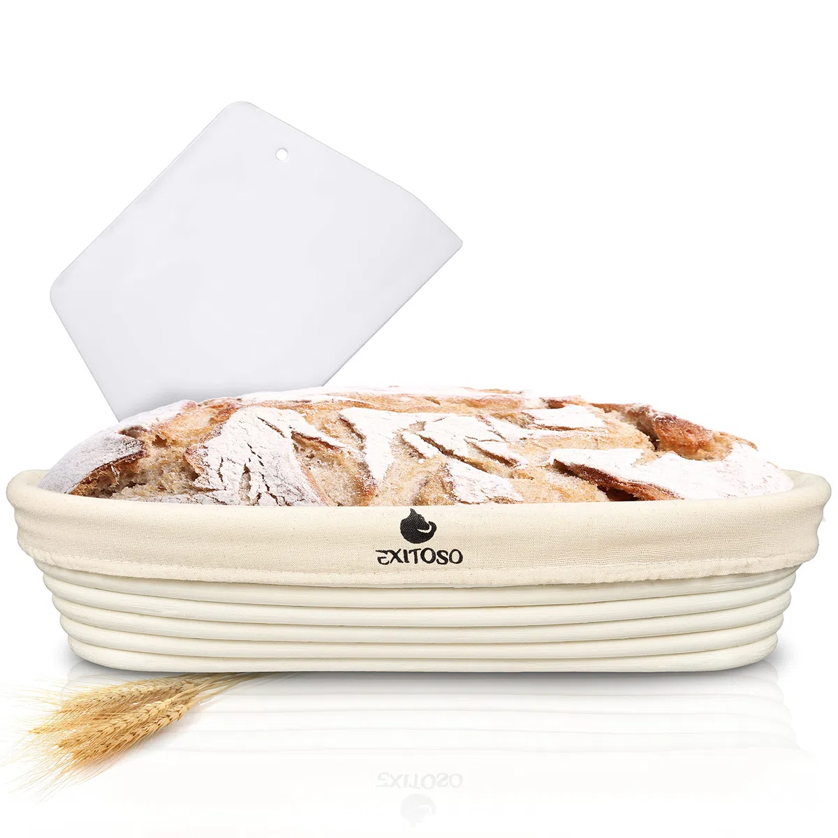 EXITOSO Cestino Lievitazione Rotondo in Rattan 25cm - Panificazione di 1kg di Pane - Grande Cesto Ciotola per Impastare