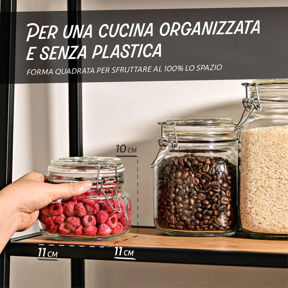 Praknu 6 Barattoli Ermetici con Chiusura a Clip da 500ml - Con Etichette, Pennarello e Guarnizioni di Ricambio - Salvaspazio grazie alla Forma Angolare