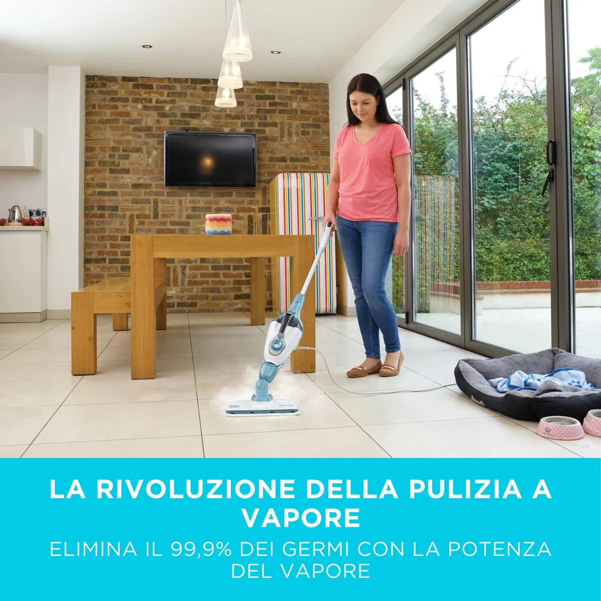 BLACK+DECKER Scopa a vapore 9 in 1 con pulitore portatile e guanto SteaMitt, 1.3kW, FSMH1351SM-QS