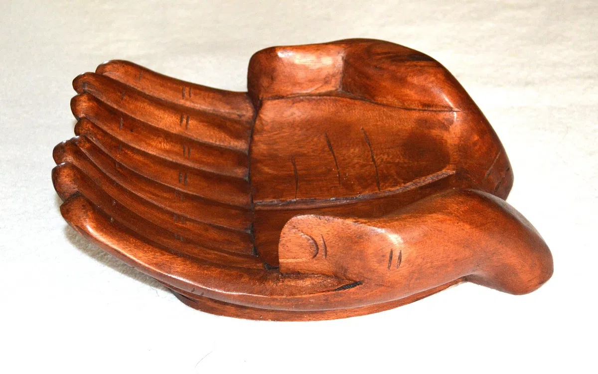 Artigianato svuota Tasche Doppia Mano in Legno 30 cm