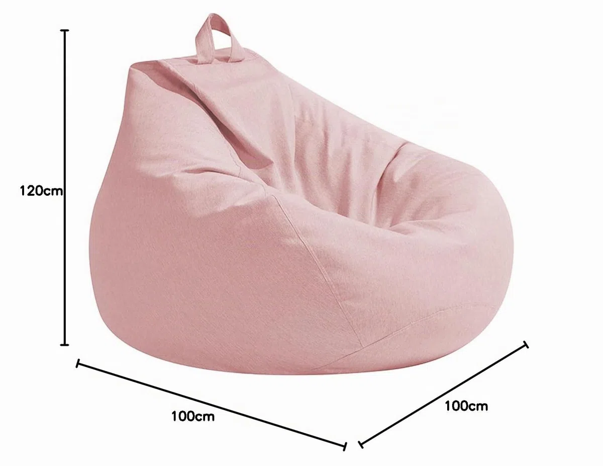 Highdi Poltrona Sacco Adulti 100 x 120 cm - Senza Imbottitura, Cotone e Lino Pouf Sacco Gigante, Rosa Bean Bag Chair per Soggiorno/Camera/Gaming