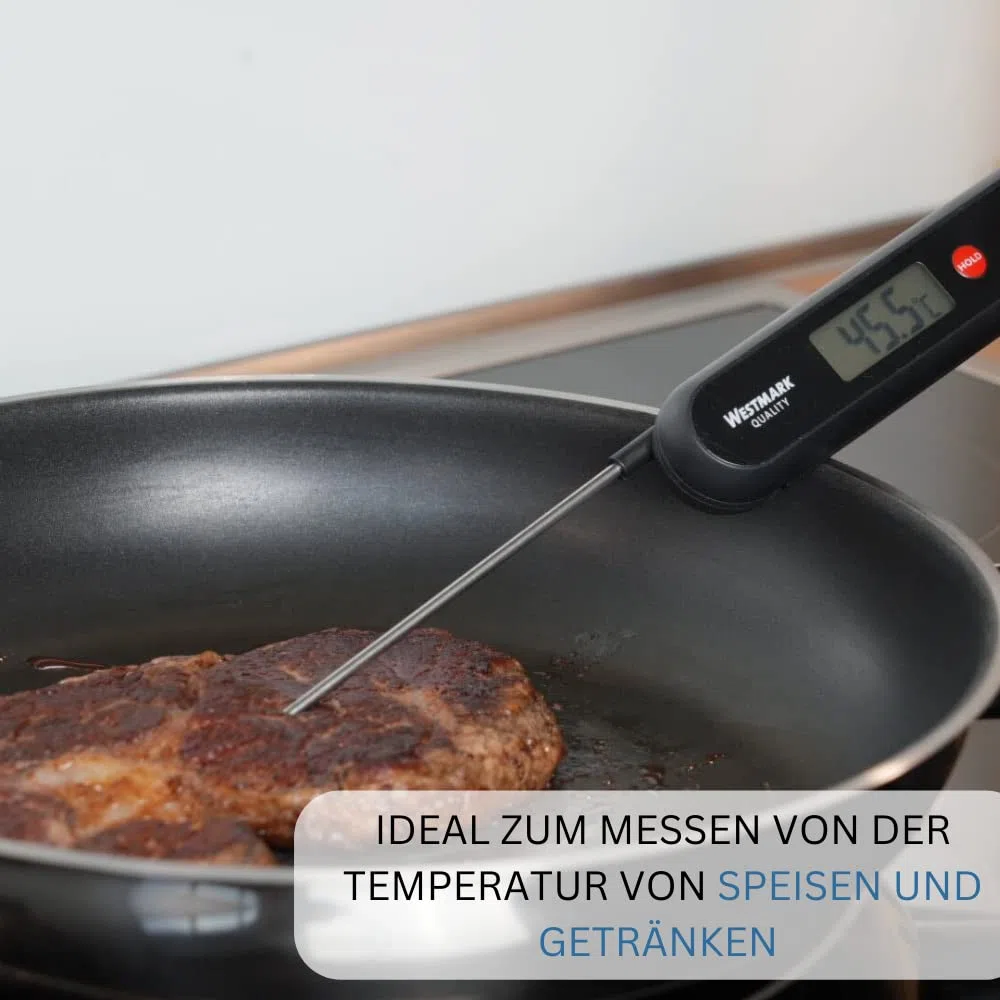 Westmark 12962260 - Termometro senza batterie, con pulsante di regolazione della temperatura, acciaio inox/plastica, ecologico, argento/nero/rosso, 12962260