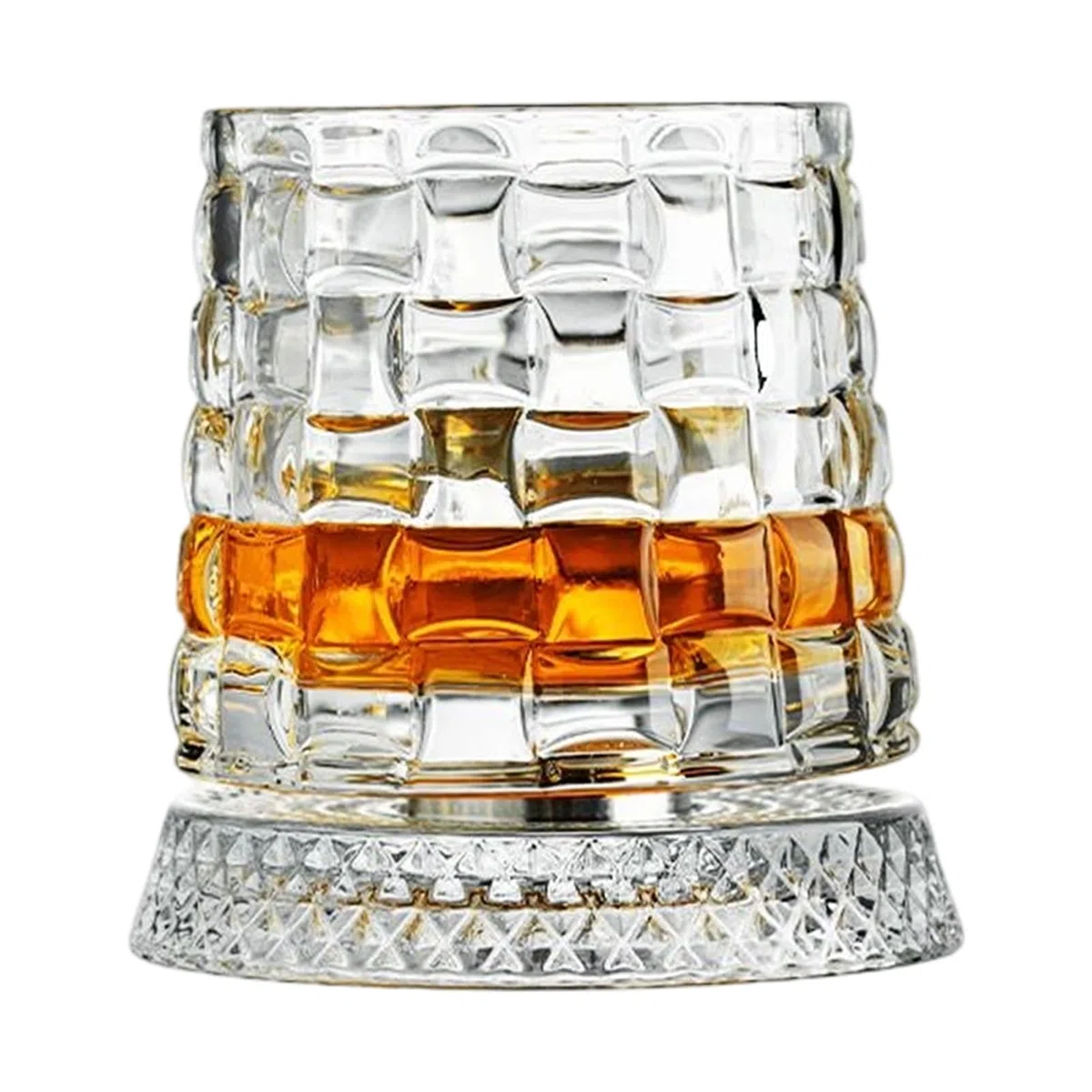 Bicchiere da whisky girevole a 360 gradi, bicchiere da cocktail girevole con base disaccoppiata stabile, bicchieri da whisky in rotante con funzione antistress, per rum, cocktail