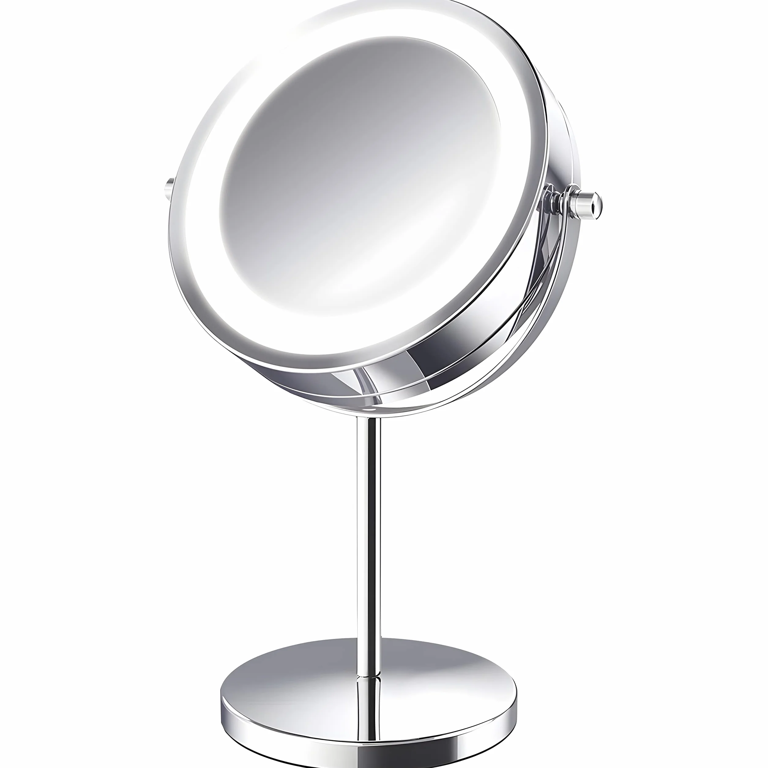 Retoo Specchio cosmetico con illuminazione a LED, altezza 30 cm, specchio da trucco, trucco double face, pratico ingrandimento, specchio girevole per il trucco, specchio da tavolo per la casa