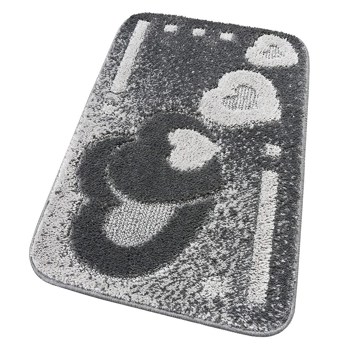 emmevi Tappeto Bagno Morbido Antiscivolo Assorbente Moderno Scendiletto Doccia MOD.ITACA Set 3 Pezzi_Grigio