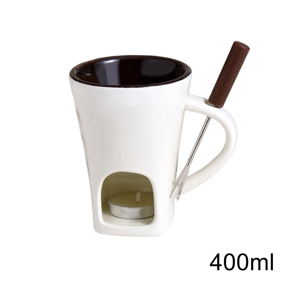 Generico Tazzas per Fonduta di Cioccolato con Forchette, Confezione da 2 T-azza per Sciogliere Il Cioccolato, Tazzas per in Ceramica, Tazze per Fonduta di Caramelle con Forchetta per Dessert