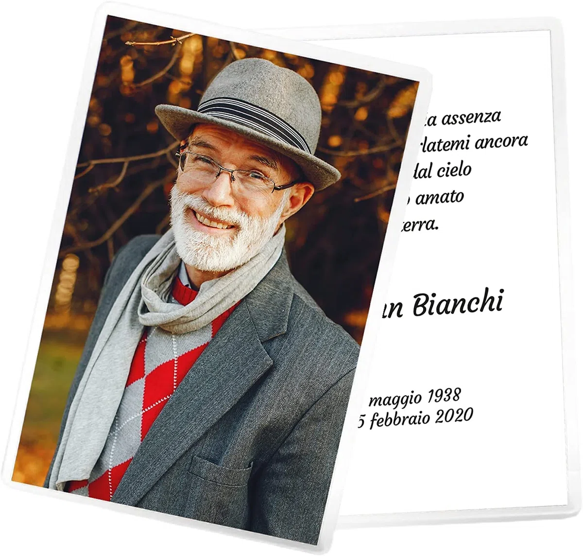 Ricordini funebri di lutto personalizzati | Pagelline defunti | Crea online | Set 25 pezzi con foto e preghiera | Plastificati | Ricordo di morte