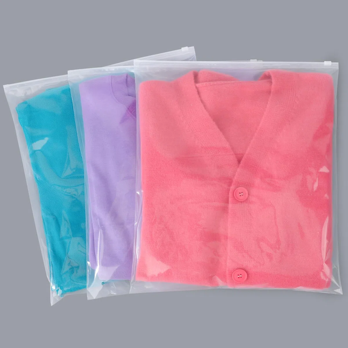 Sacchetti per Maglioni, 50 Pezzi 35 * 40cm Buste Trasparenti per Vestiti, Buste con Zip per Viaggio, Spostare Casa (con Fori di Sfiato)