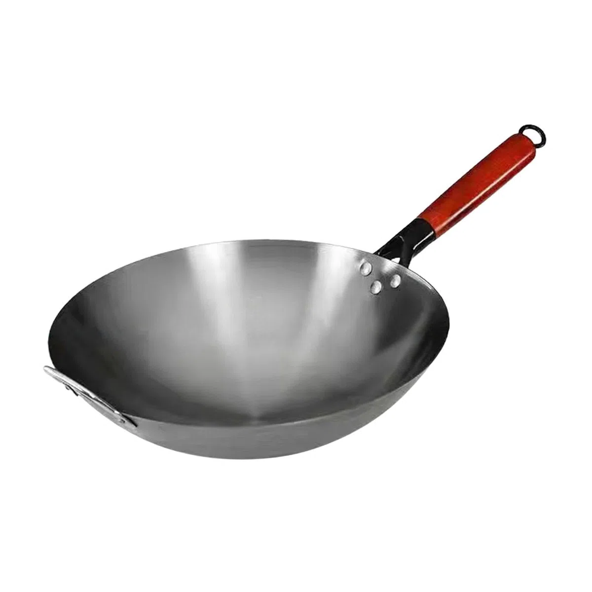 Padella Wok Wok a Fondo Tondo Wok per Cottura Generale con Manico in Legno Cucina a Gas a Induzione Cottura Wok Cinese Padella Antiaderente, 40 Cm