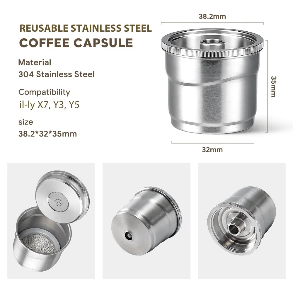 RECAFIMIL Cialde di caffè riutilizzabili Capsule di caffè ricaricabili in acciaio inossidabile compatibili per ILLY X7/Y3/Y5 macchina per il caffè(1 capsula con manomissione)