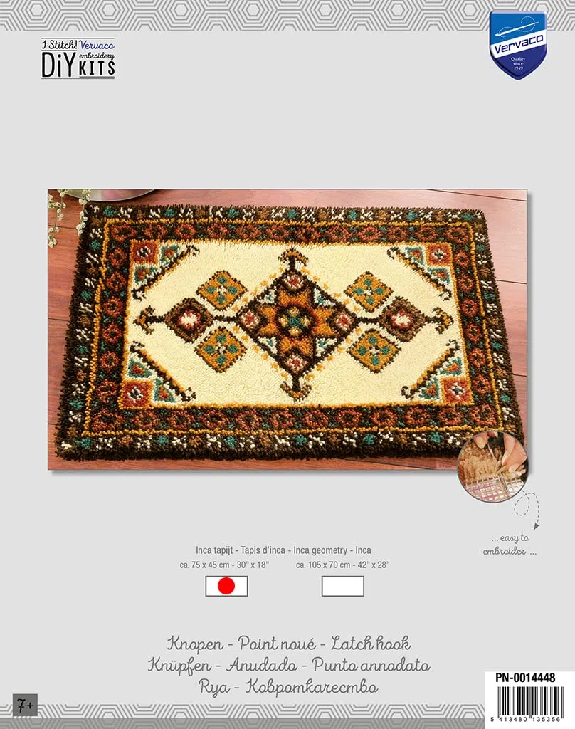Tracy's Craft Shop - Kit per Realizzare Tappeto con Punto smirne, Motivo Azteco, 76 x 51 cm