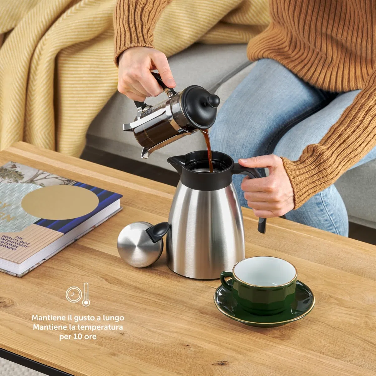 Blumtal caraffa Termica 1 litro - Thermos Acqua Calda Senza BPA con Sistema di Chiusura Quick Tip - caraffa Termica caffè e tè a Prova di perdite per Un Isolamento di Lunga Durata - Thermos 1l acciao