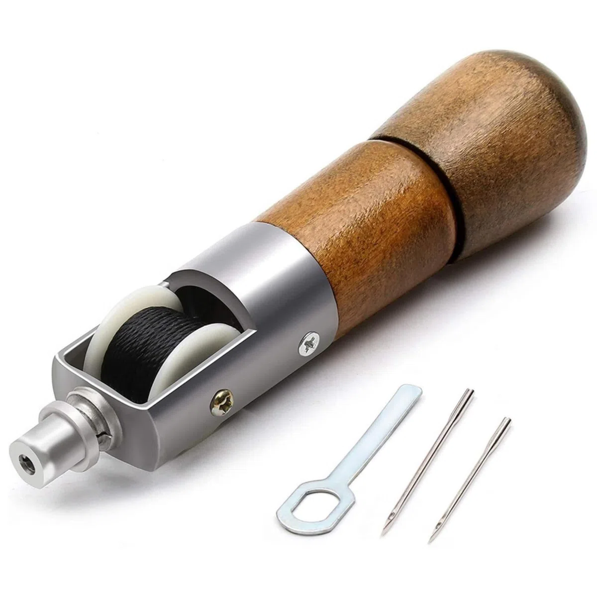 Candeon Punteruolo da Cucito, Punteruolo per Cucitura, Sewing Awl Aghi da Cucito a Mano, Blocco Automatico Pelle Punteruolo per Cucito Kit di Attrezzi per La Riparazione di Pelle con 2 Aghi