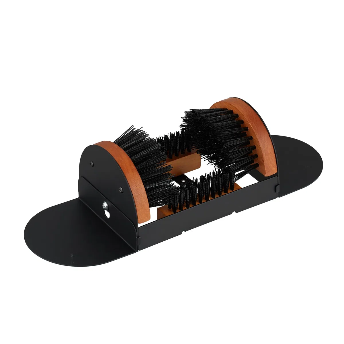 Relaxdays Pulisci Scarpe Ingresso con 3 Spazzole, Pulizia Sneaker e Suola Stivali, Tappetino Esterni, Setole, Marrone