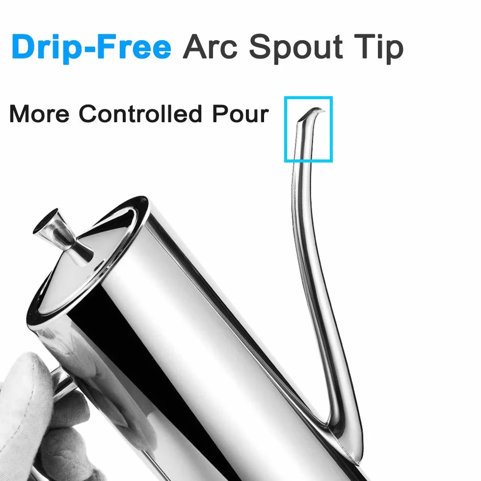 Pourers for Oil di Olio Pentola Olio d'oliva Tappo Salsa di soia Aceto Ampolla Drizzler Acciaio Inossidabile con Manico Beccuccio antigoccia per Cucina Ristorante BBQ