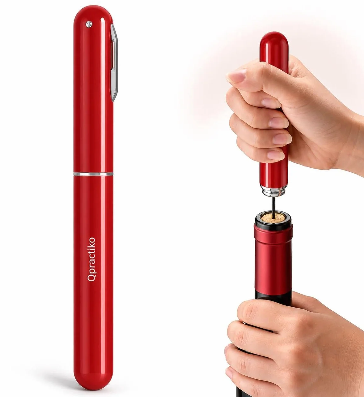 Cavatappi ad aria a pressione, apribottiglie di vino con pompa ad aria, ago in acciaio inox e tagliacapsule, estrai il sughero senza romperlo