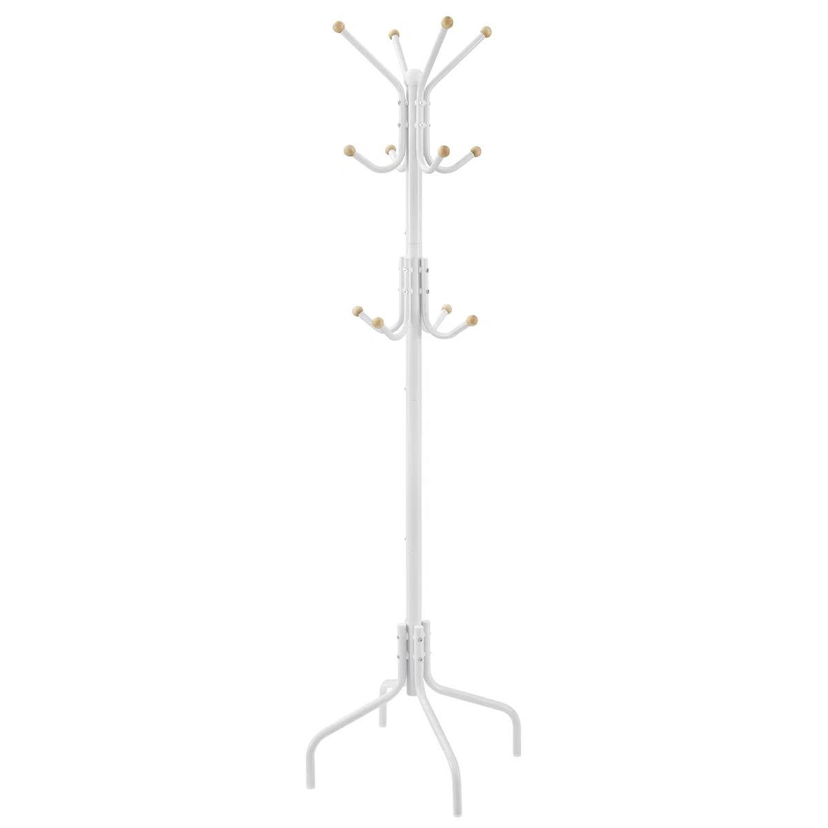 SONGMICS Appendiabiti da Terra, Attaccapanni in Metallo con 12 Ganci, 4 Gambe, Appendi Abiti Cappotti Cappelli Borse, per Ingresso Camera da Letto Ufficio, Bianco RCR031W01