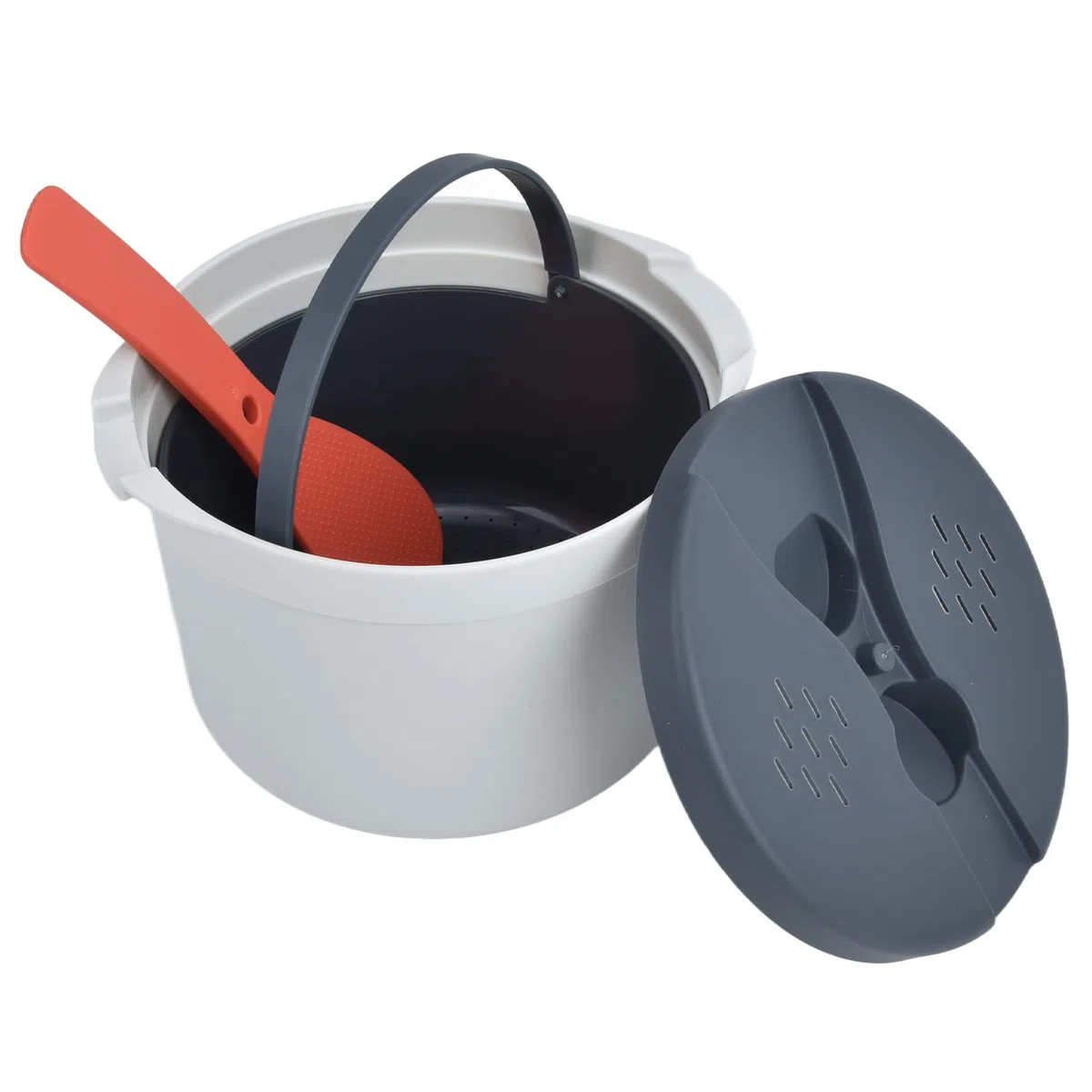 TOPINCN Set Cuociriso da 2 Litri, Cuociriso per Microonde Arancia